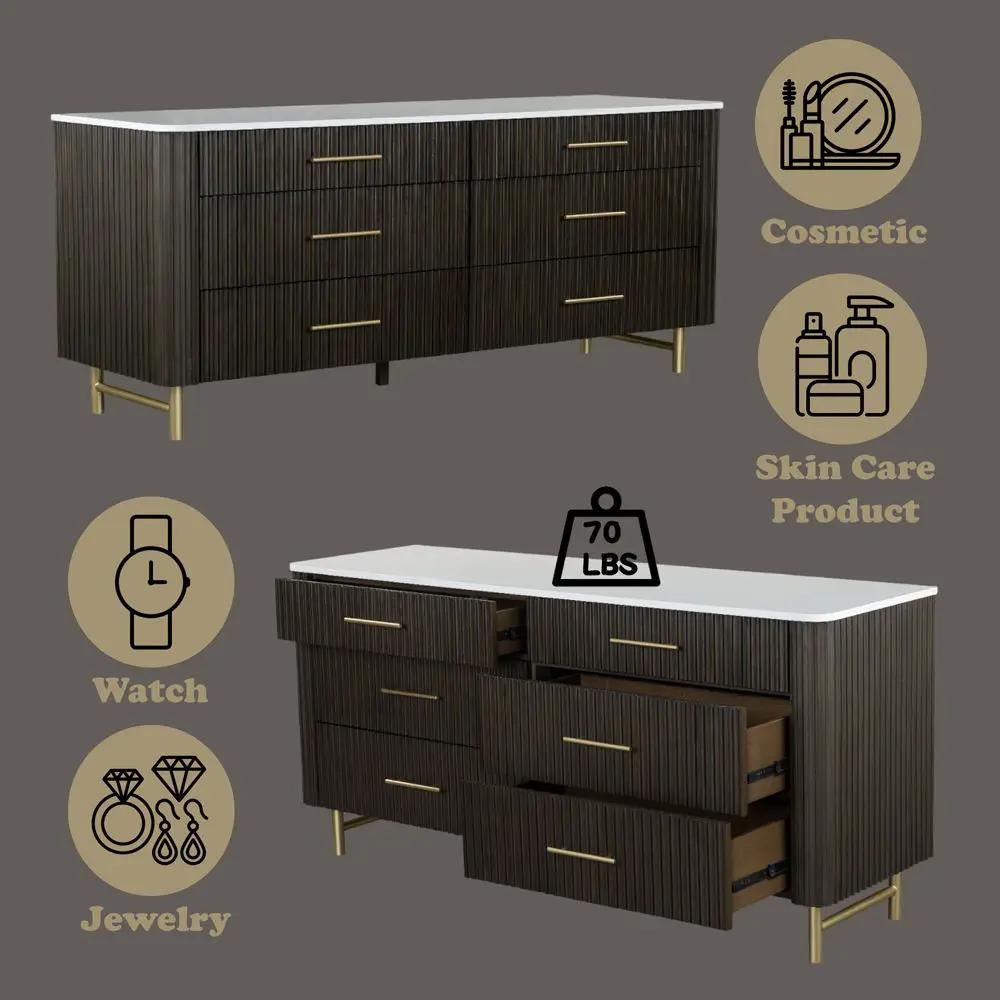 Clayten - Dresser - Marble Top & Espresso by Unique Piece Furniture
