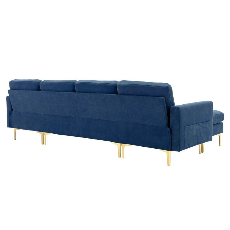Modern L - Shape Convertible Sectional Sofa With Movable Ottoman by HouseOfZazla