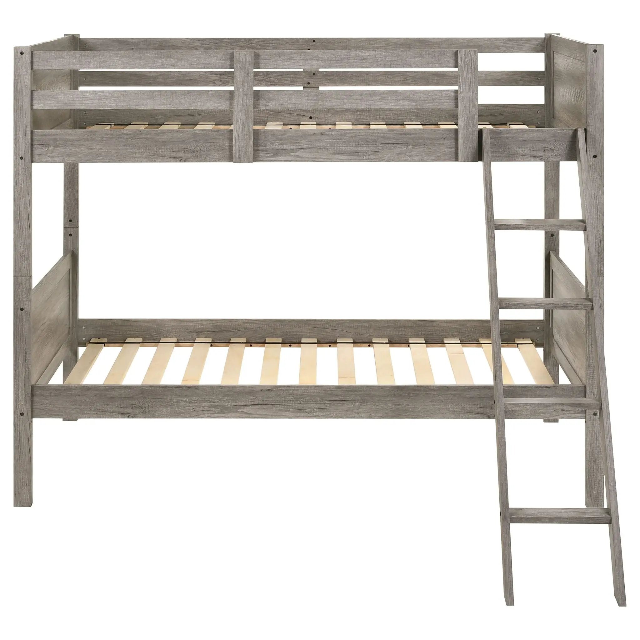 Brenton - Twin Over Twin Bunk Bed With Ladder - Taupe by HouseOfZazla
