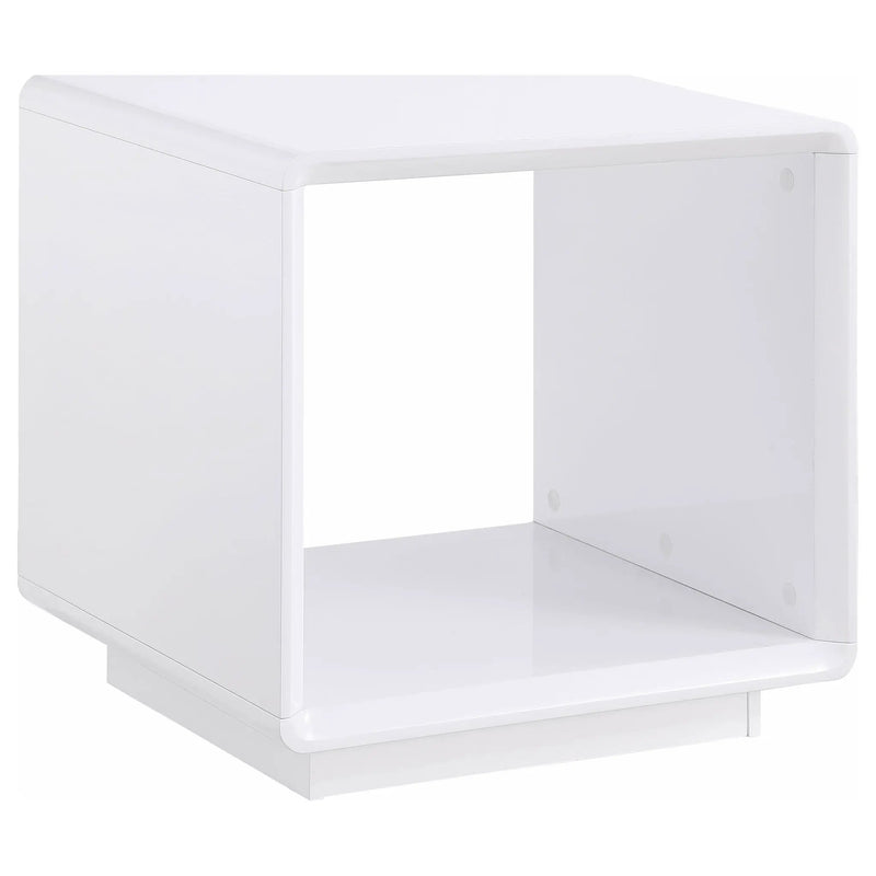 Paseo Square End Side Table White High Gloss by Unique Piece Furniture