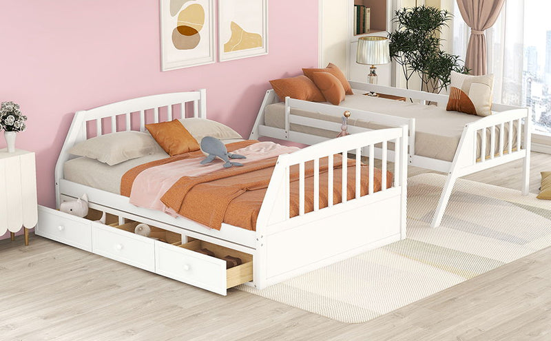 Bunk Bed With Drawers, Ladder And Storage Staircase by HouseOfZazla