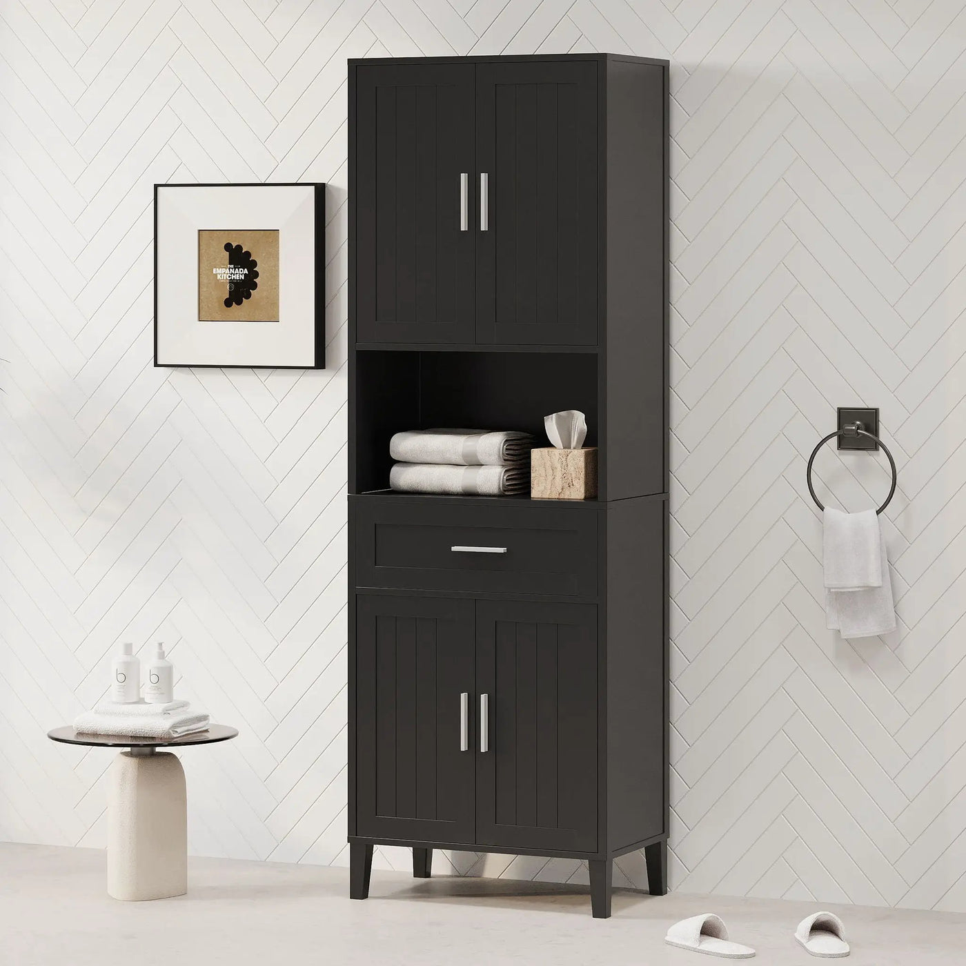 Freestanding Tall Bathroom Cabinet With Soft Close Doors And Adjustable Shelves by HouseOfZazla