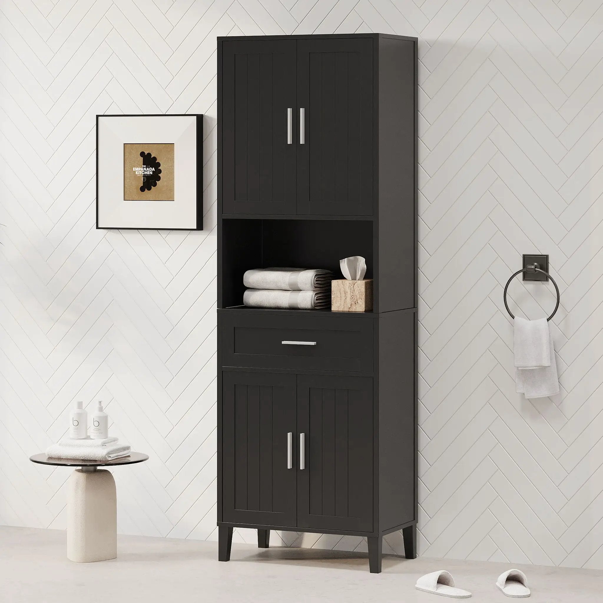 Freestanding Tall Bathroom Cabinet With Soft Close Doors And Adjustable Shelves by Unique Piece Furniture