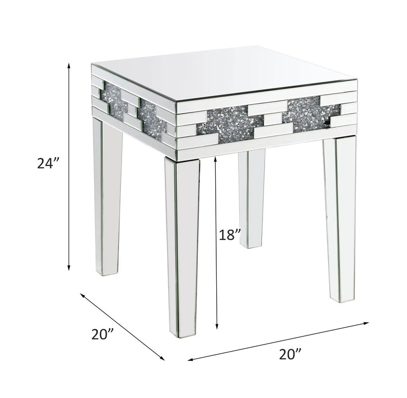 Noralie - 20" Square End Table With Faux Diamonds - Mirrored by Unique Piece Furniture