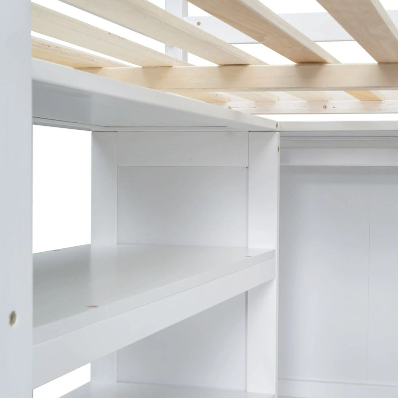 Loft Bed With Built In Wardrobe, Desk, Shelves And Drawers