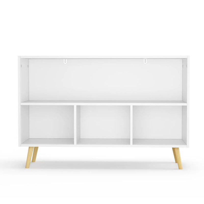 Bookcase With Collapsible Drawers, Book Display Storage Cabinet Organizer - White / Blue by Unique Piece Furniture