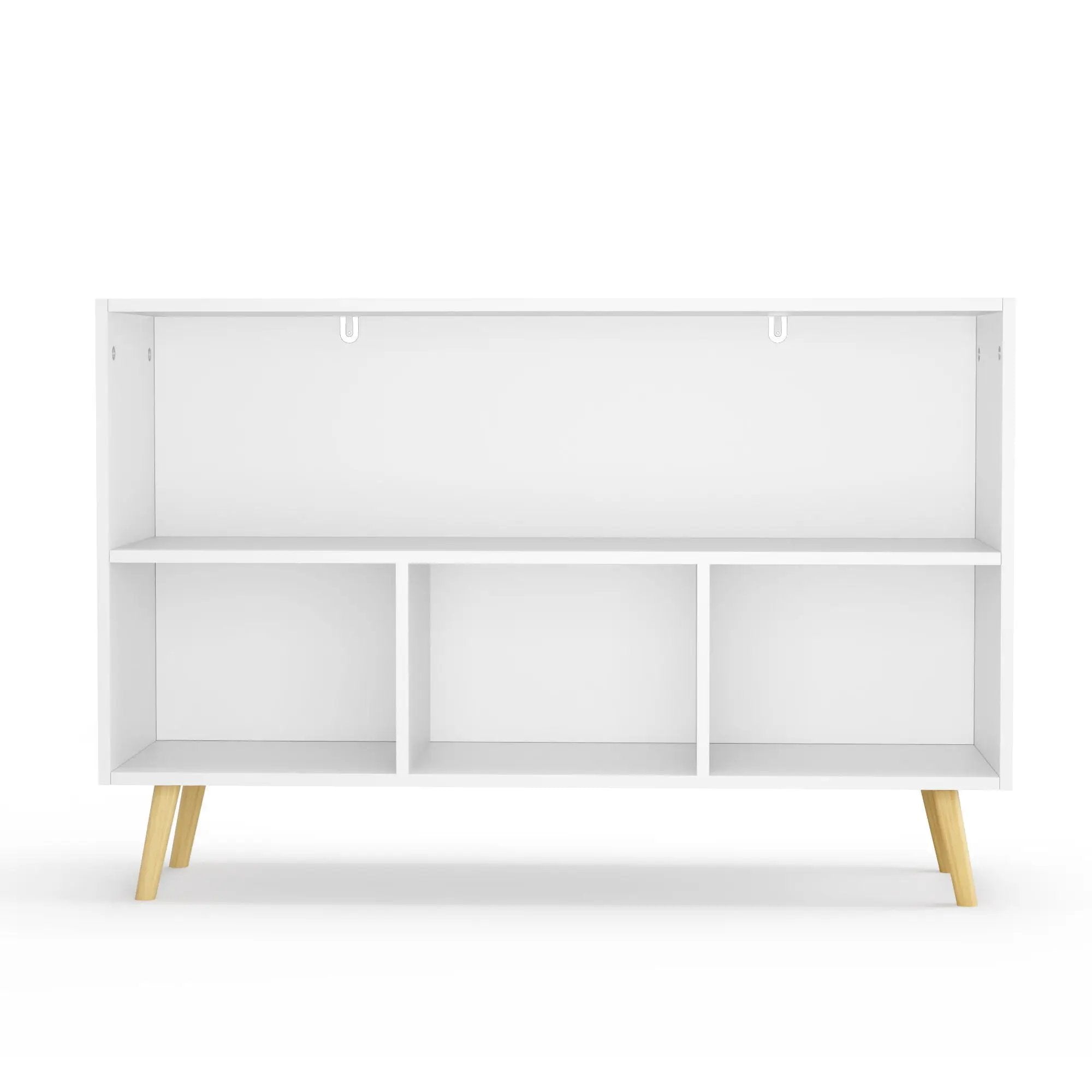 Bookcase With Collapsible Drawers, Book Display Storage Cabinet Organizer - White / Blue by HouseOfZazla