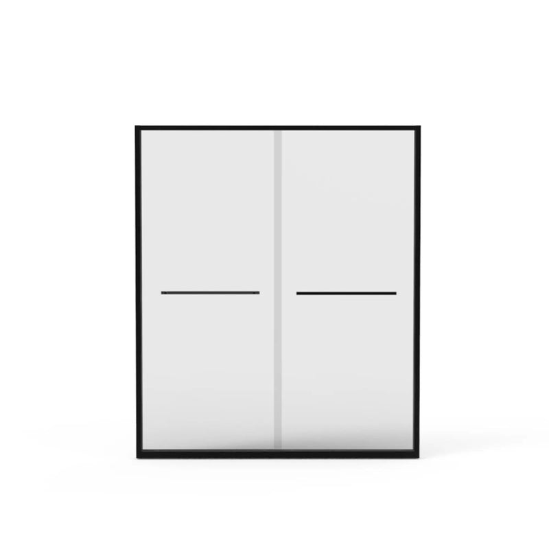 Frame Double Sliding Shower Door, Bypass Bathroom Sliding Door With Premium Clear Tempered Glass, Hardware Sliding Glass Shower Enclosure - Matte Black by HouseOfZazla