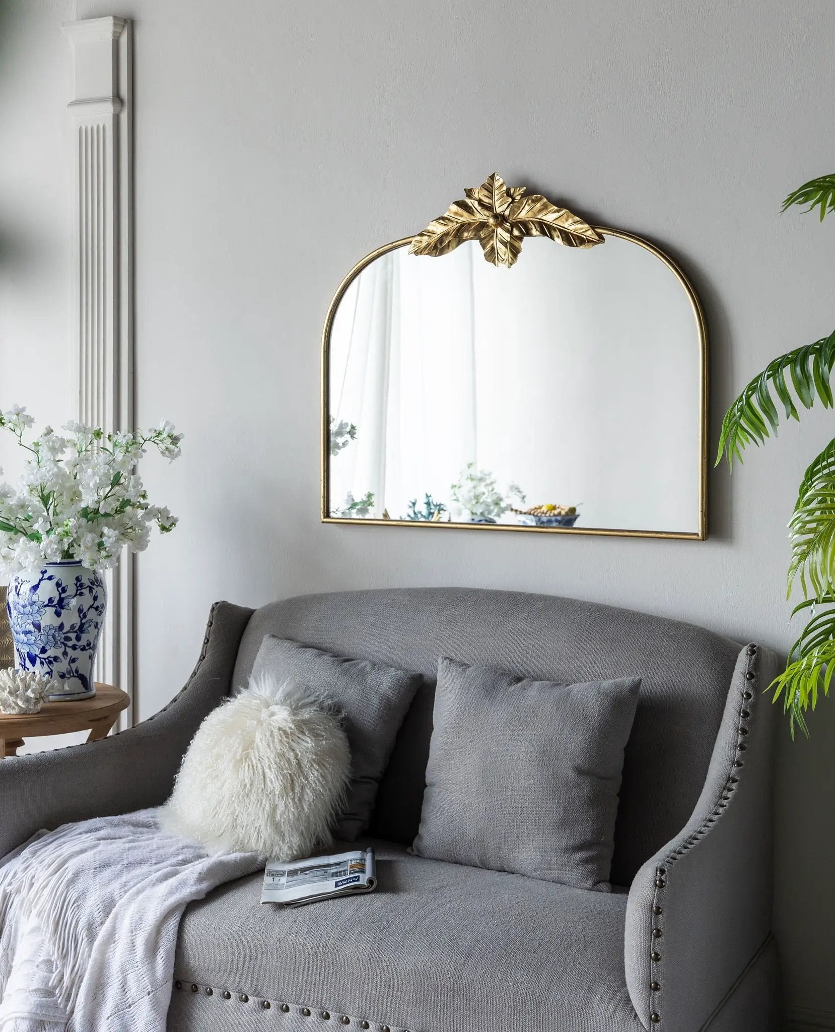Arched Wall Mirror With Metal Frame, Wall Mirror For Living Room by HouseOfZazla