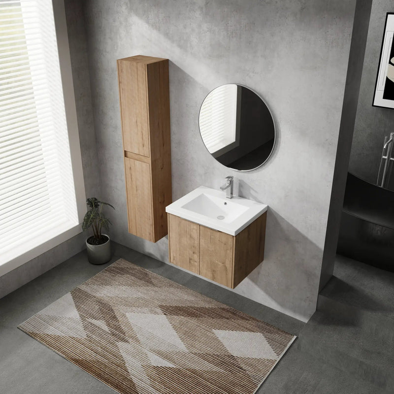 24" Wall-Mounted Bathroom Vanity With Sink and Side Cabinet by HouseOfZazla