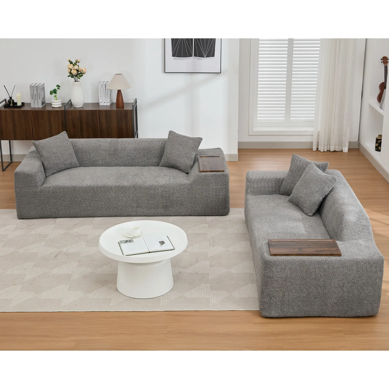 Modern 2 Piece Boucle Cloud Sofa Set by HouseOfZazla