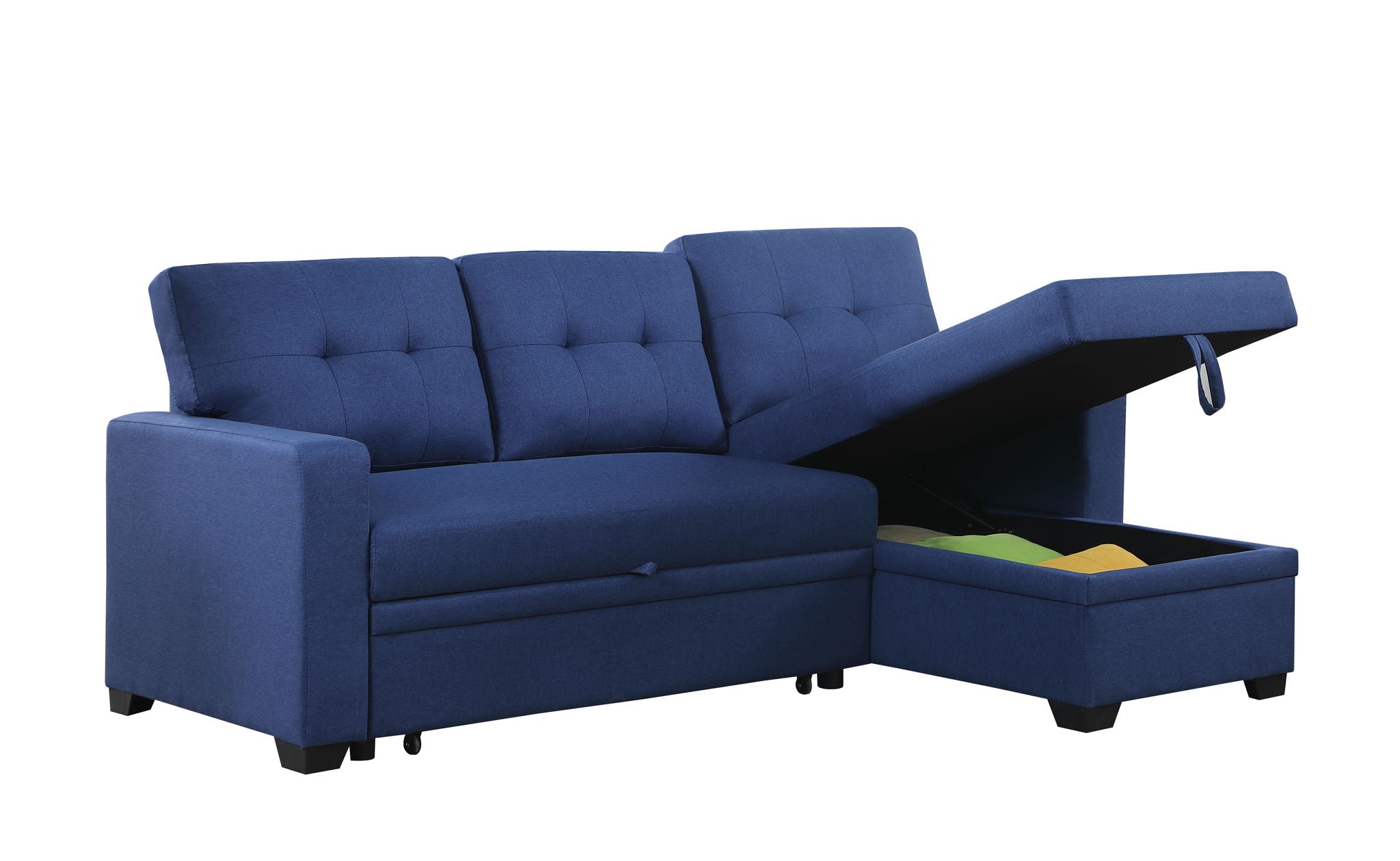 Upholstered Pull Out Sectional Sofa With Chaise by HouseOfZazla