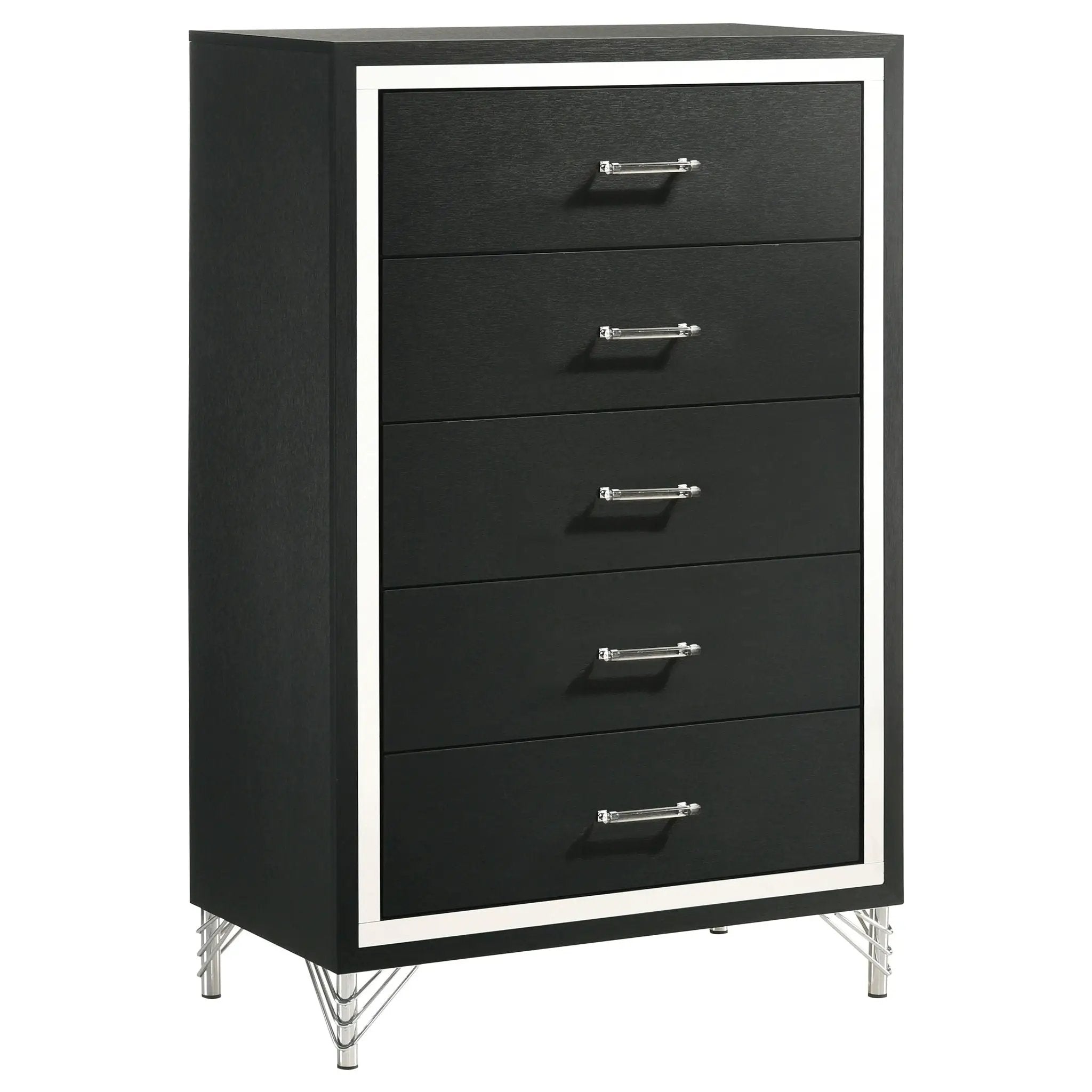 Lucia 5-drawer Bedroom Chest of Drawers Black by Unique Piece Furniture