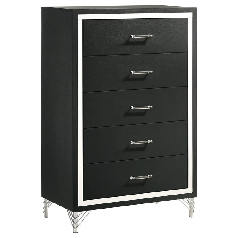 Lucia 5-drawer Bedroom Chest of Drawers Black by Unique Piece Furniture