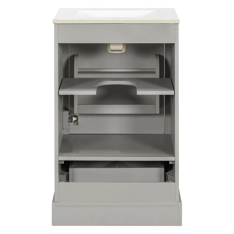 Bathroom Vanity With Sink, Soft Close Door, Adjustable U-Shaped Shelf