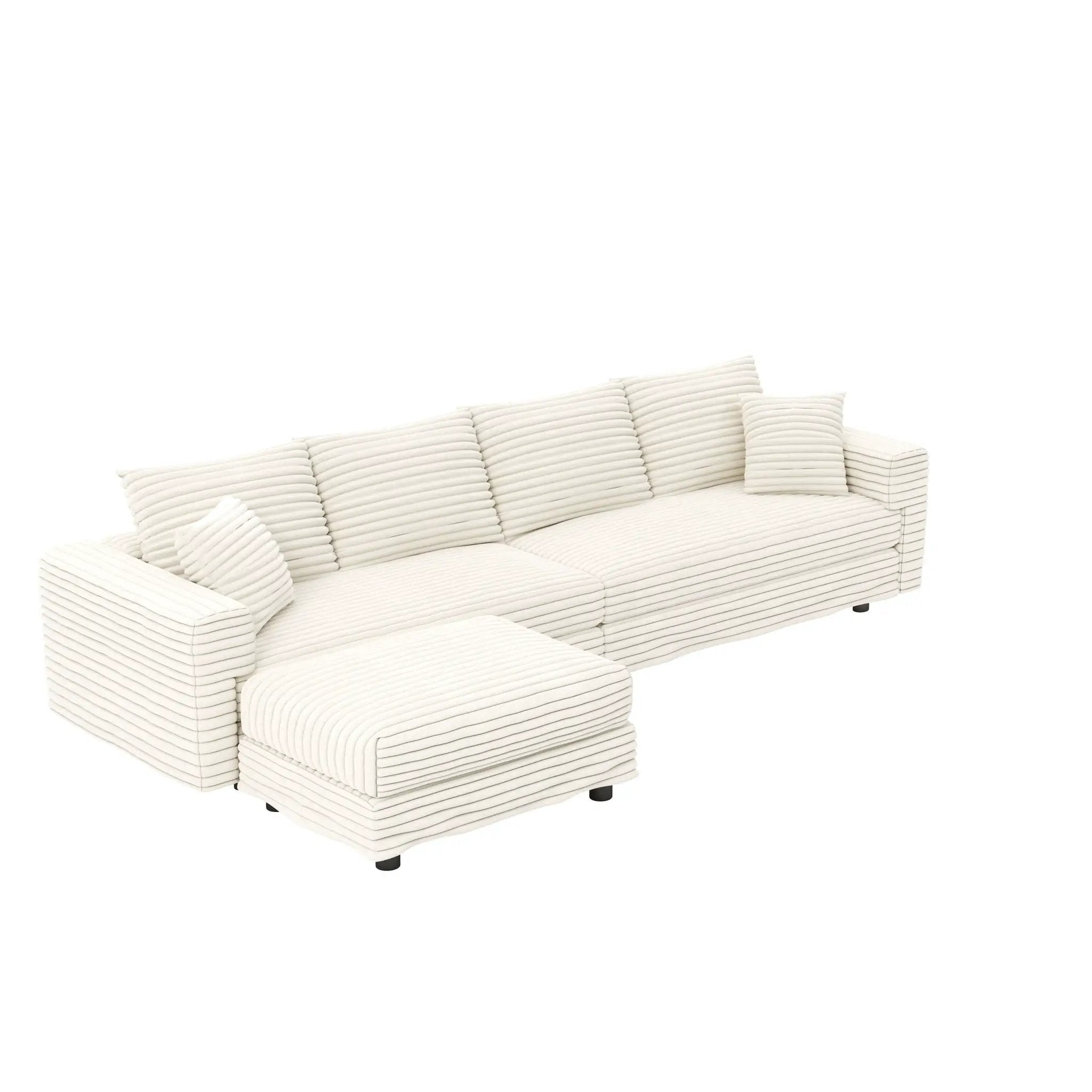 4 Seat Sofa With Soft Pillows And Movable Ottoman by HouseOfZazla