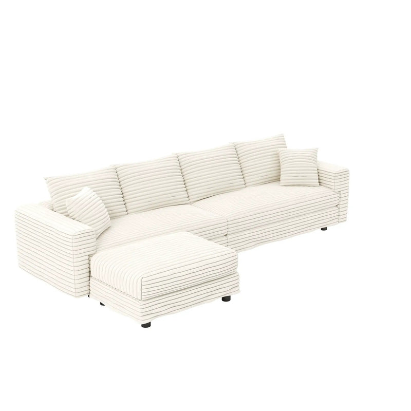 4 Seat Sofa With Soft Pillows And Movable Ottoman by HouseOfZazla