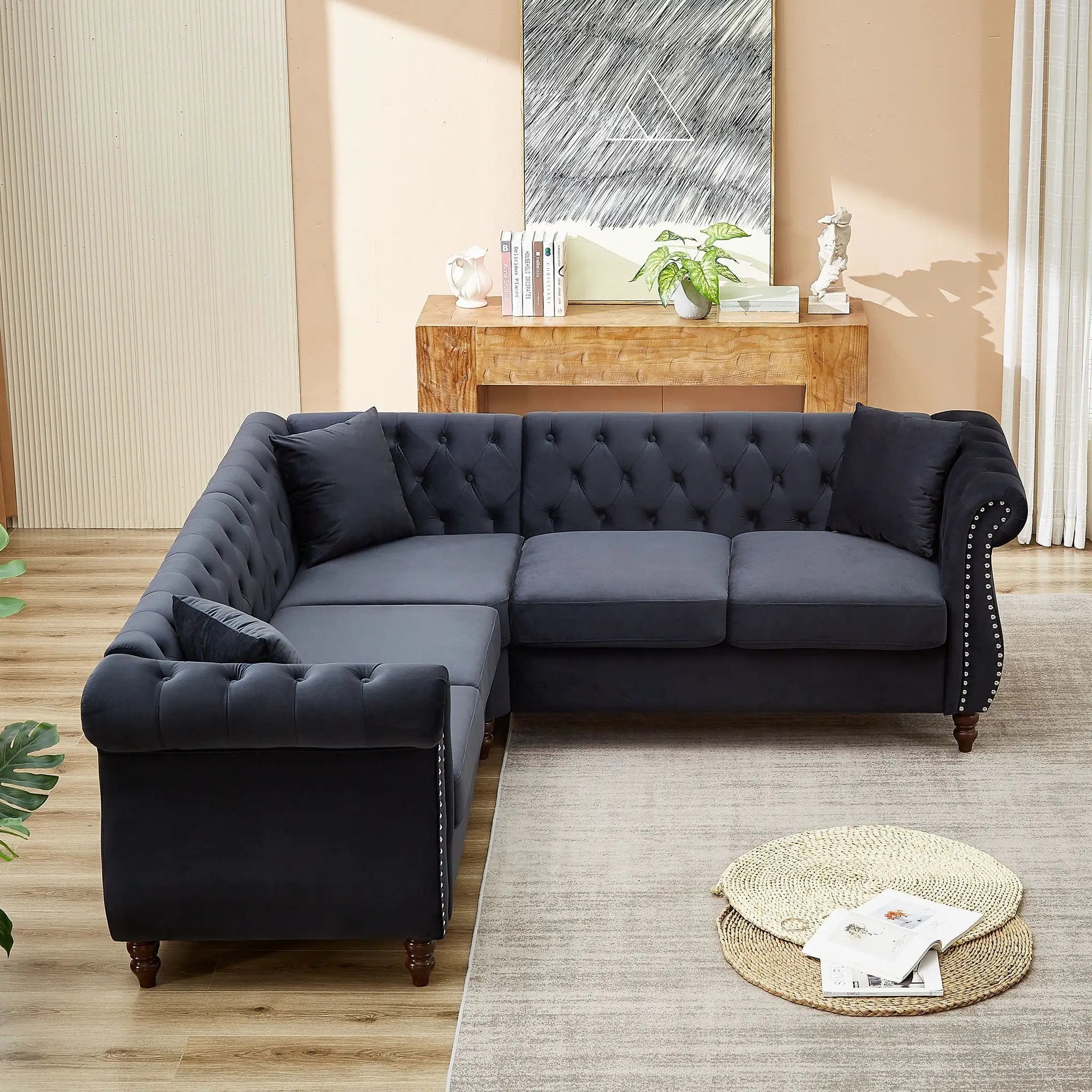 Streamline Modern L-Shaped Corner Sofa by HouseOfZazla