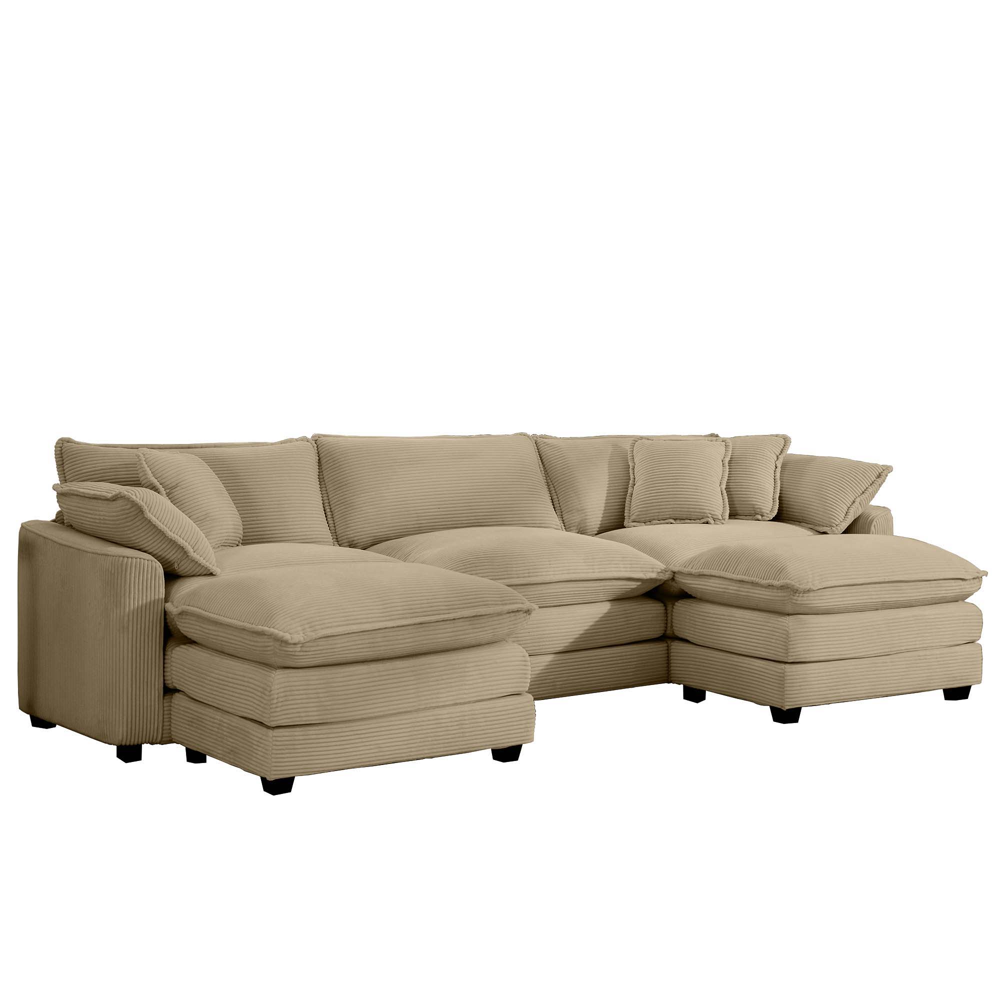 Modern Oversized Modular Cushion Sofa With Ottoman, Low Back, Deep Seating Sofa Set by Unique Piece Furniture