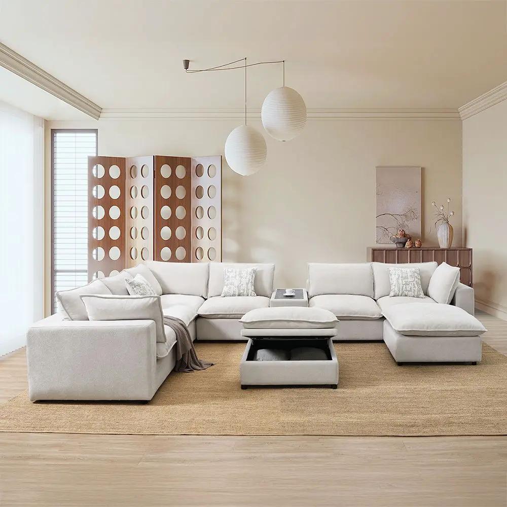 Marisa - Modular Ottoman With Storage - Beige Boucle by Unique Piece Furniture