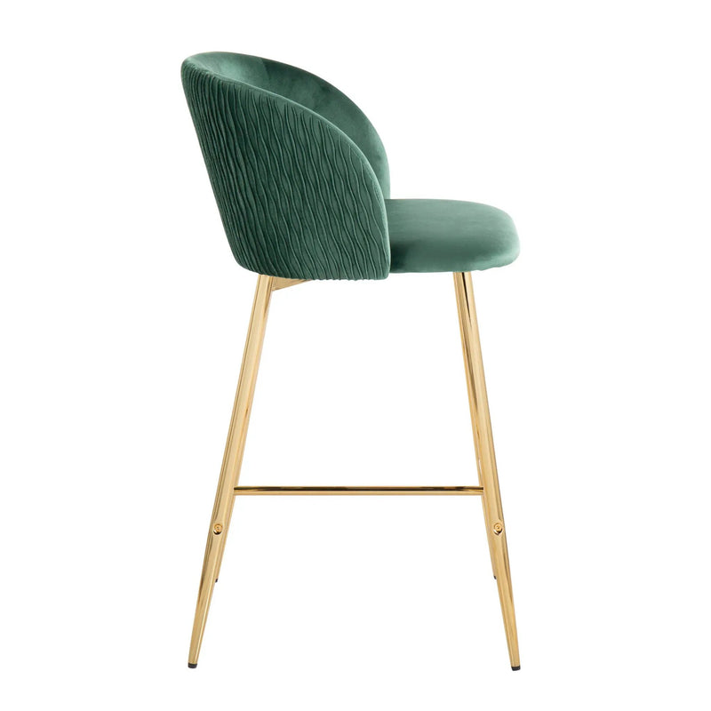 Fran - Pleated Waves Contemporary / Glam Fixed Height Counter Stool (Set of 2) by HouseOfZazla