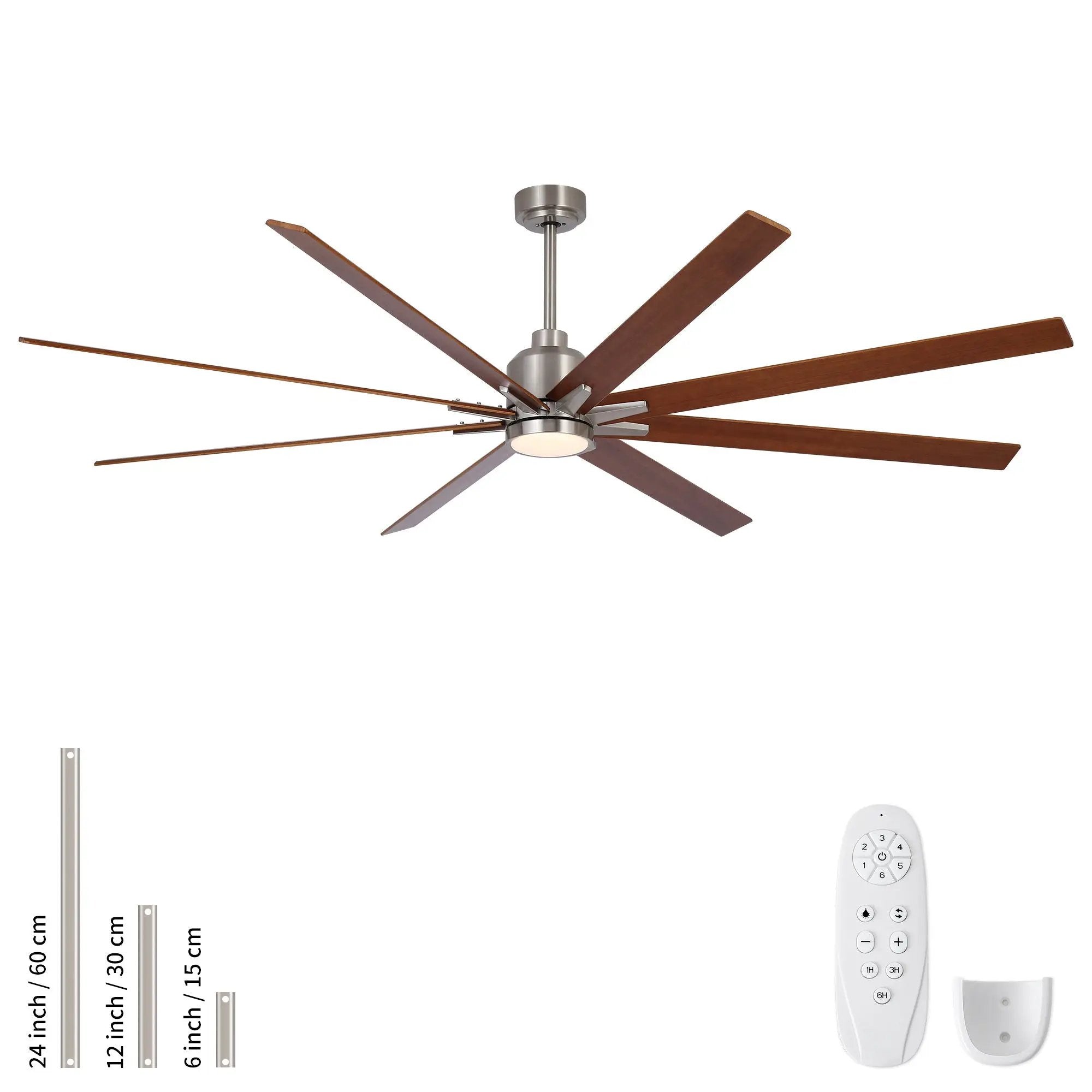 Oversized Large Ceiling Fan With Dimmable LED Light, 8 Blades, Remote Control by Unique Piece Furniture