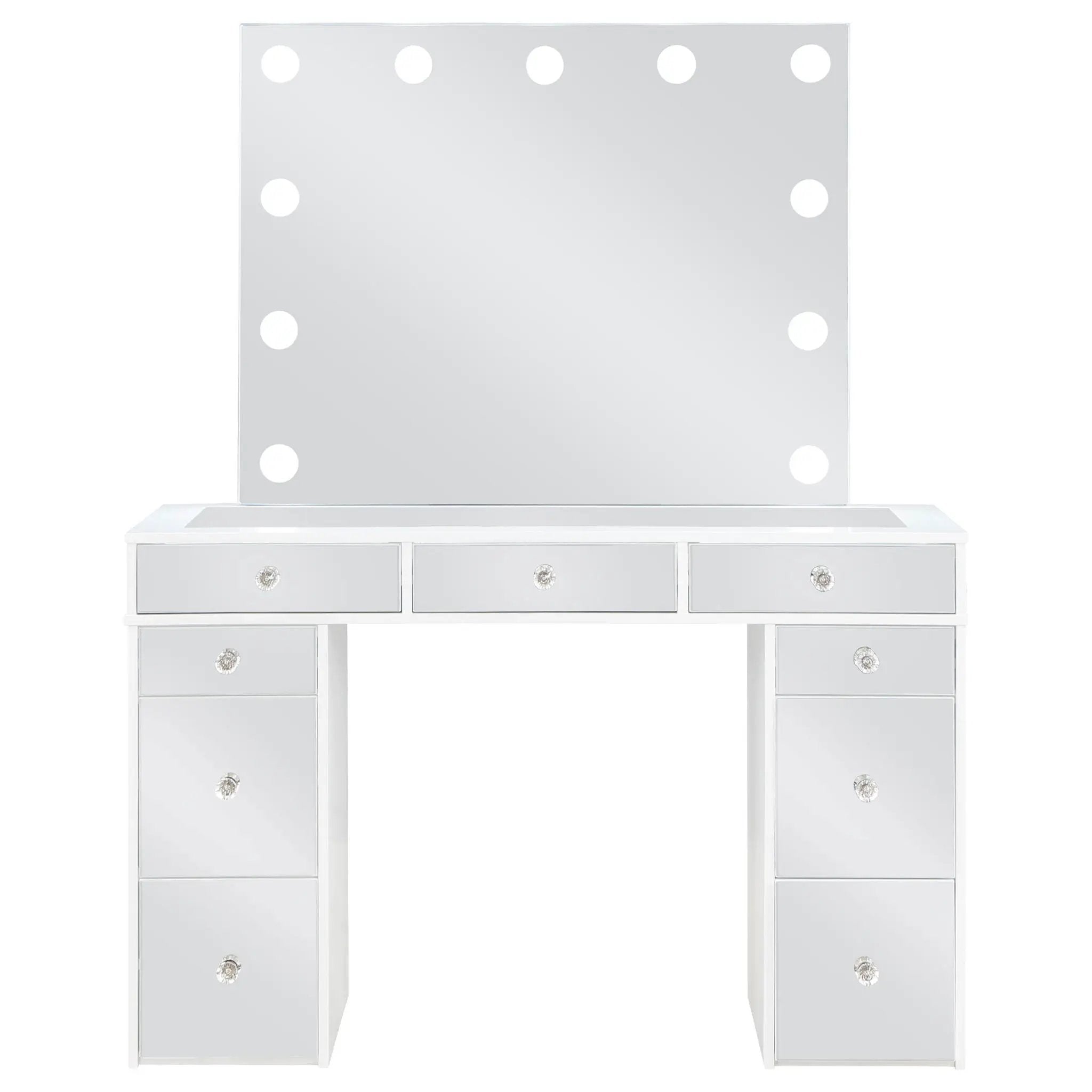 Regina Makeup Vanity Table Set with Lighting White by Unique Piece Furniture