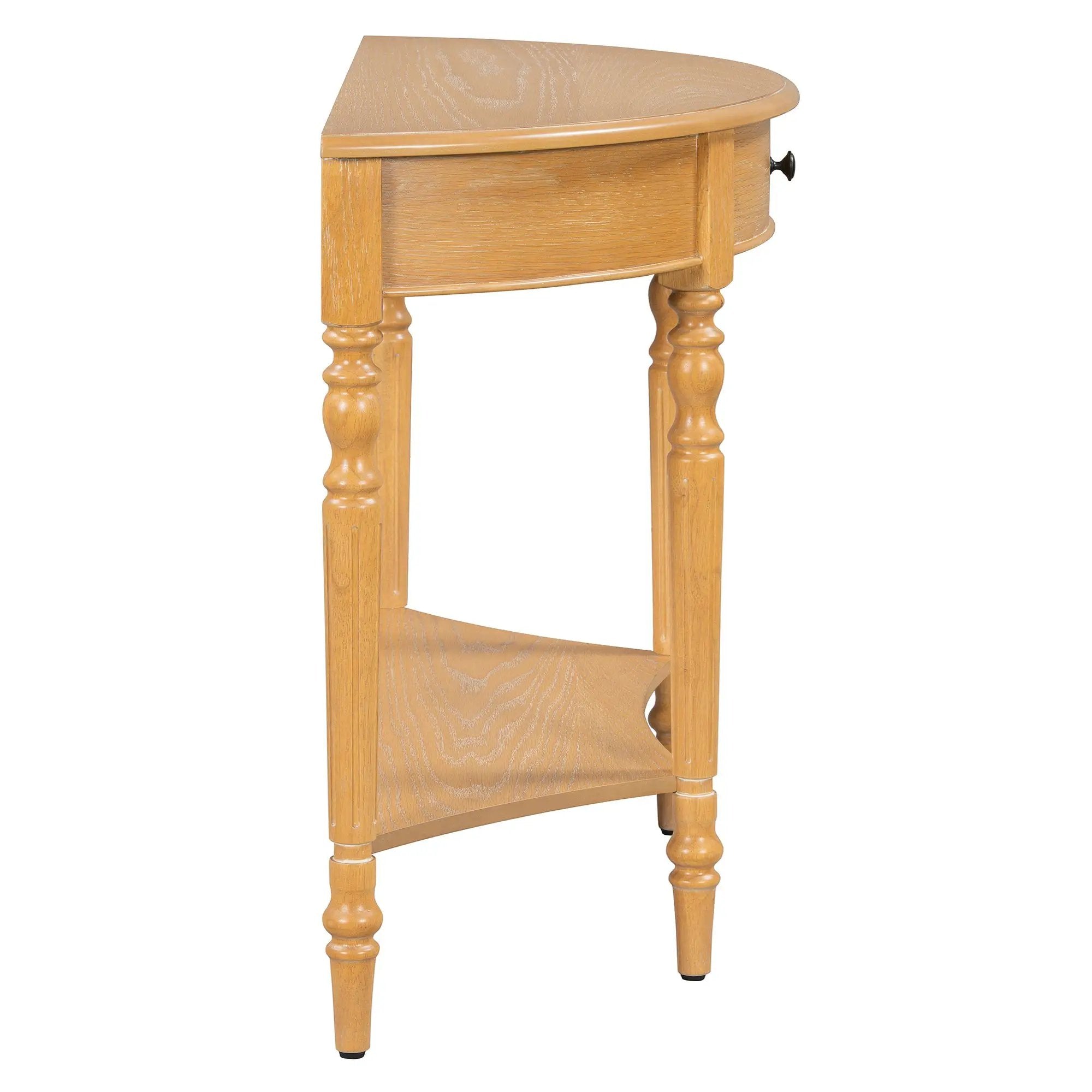 TREXM Farmhouse Half Moon Console Table with Drawer & Shelf by HouseOfZazla