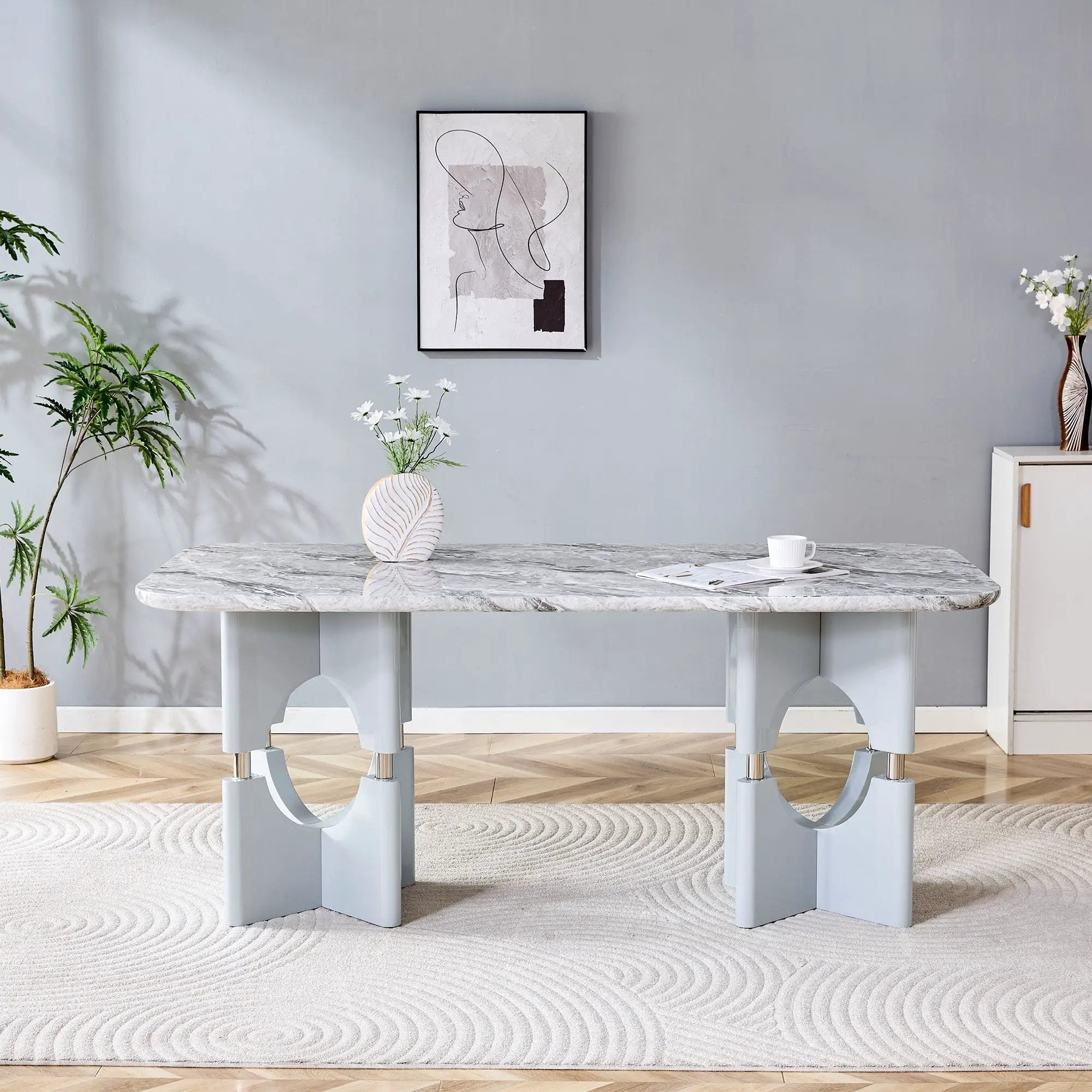 Modern Dining Table With Sleek Hollow-Out Frame And Accents by Unique Piece Furniture