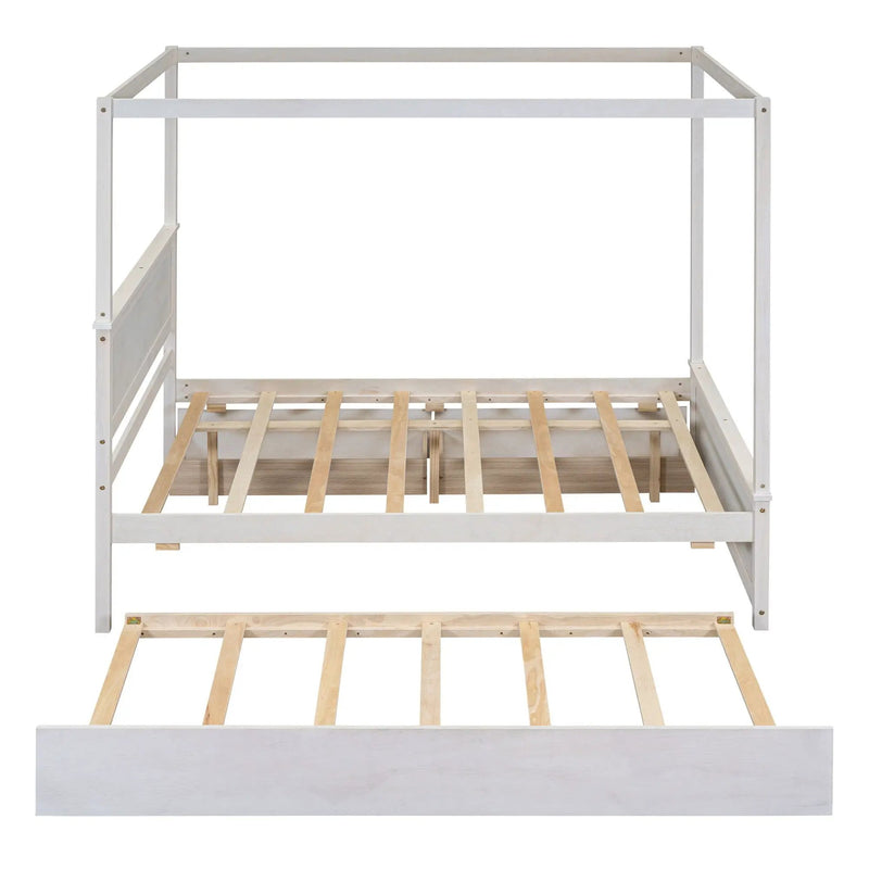 Canopy Platform Bed With Drawers, Support Slats, No Box Spring Needed by Unique Piece Furniture