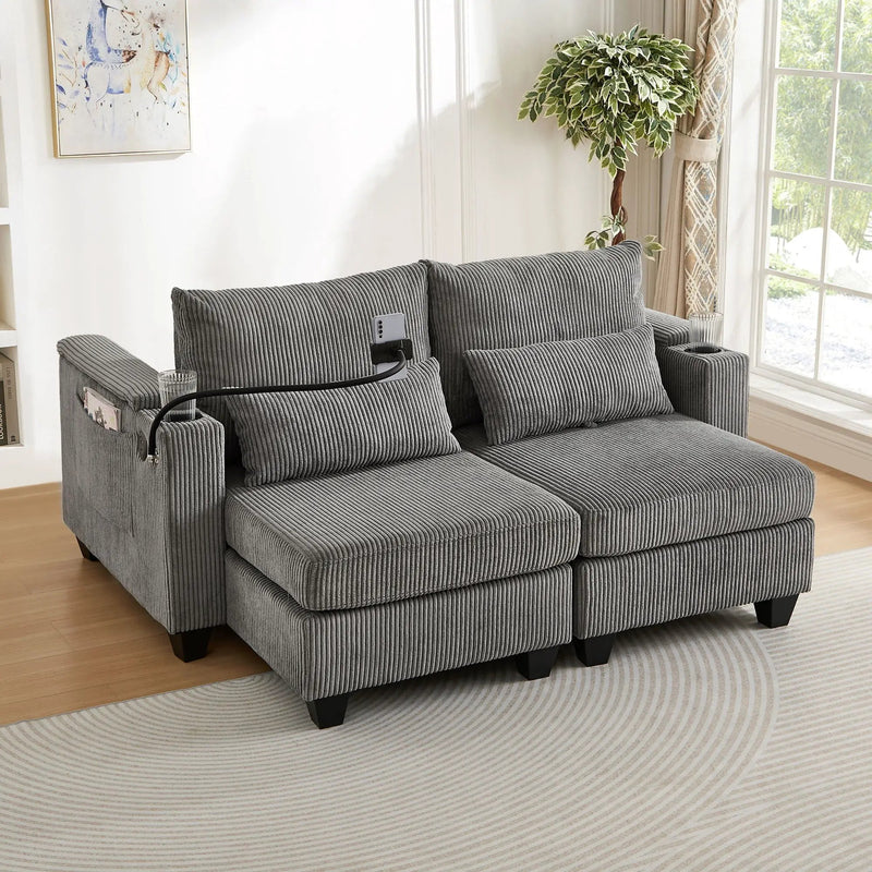Convertible Chaise Lounge Sofa Chair With USB Ports, Cup Holders, Phone Holder And Storage by Unique Piece Furniture