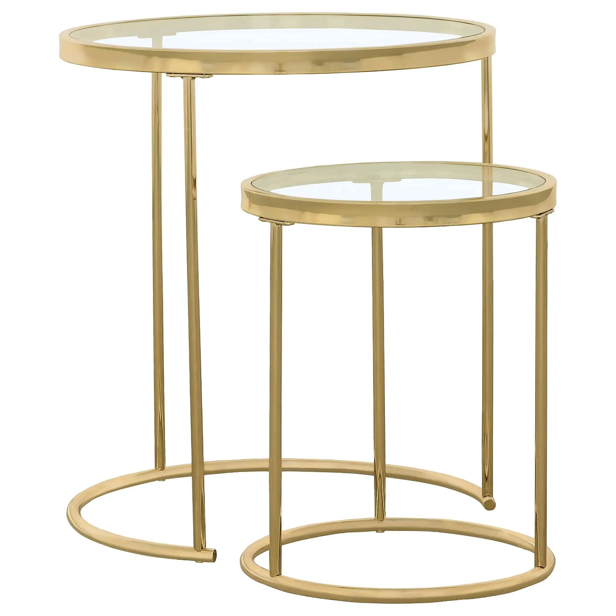 Maylin 2-piece Round Glass Top Nesting Table Set Gold by Unique Piece Furniture