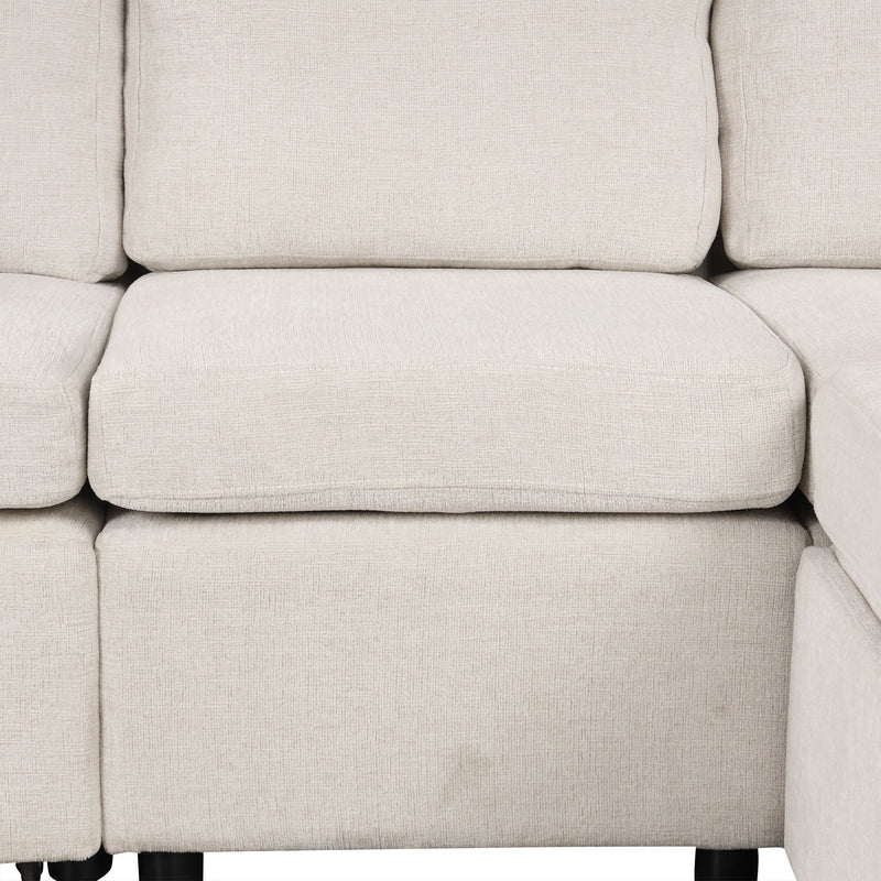 Modern 2 Seater Loveseat Sofa With Pull-Out Bed, Fabric, Built-In USB Ports & Cup Holders