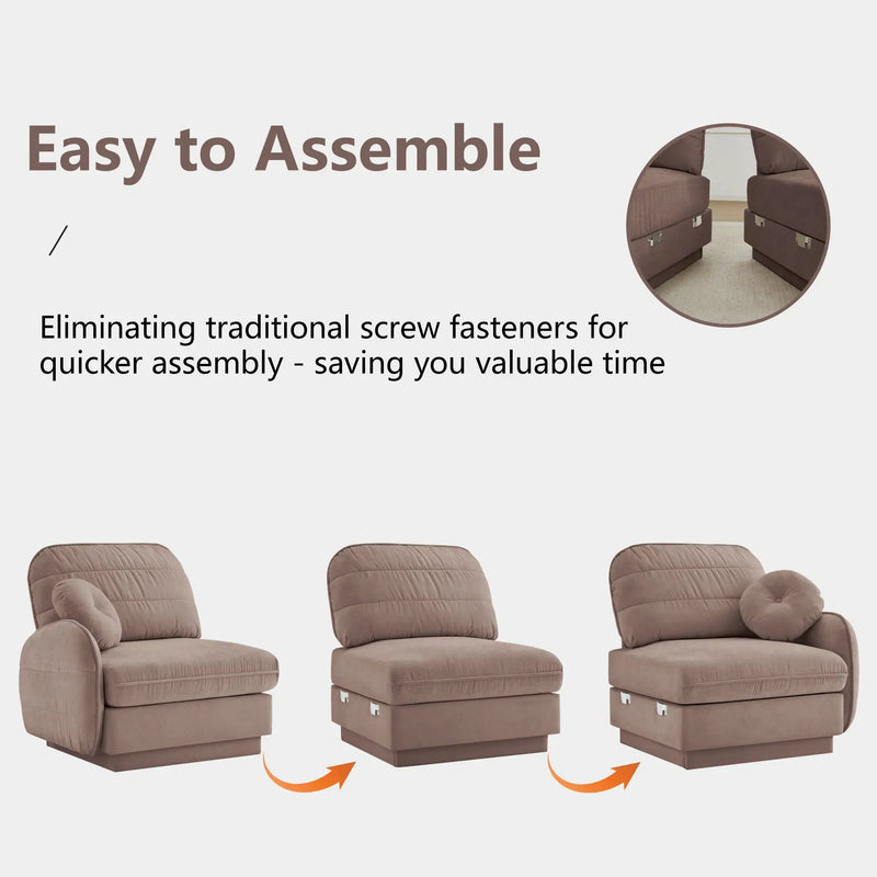 137" Oversize Chenille U-Shaped Sofa by HouseOfZazla