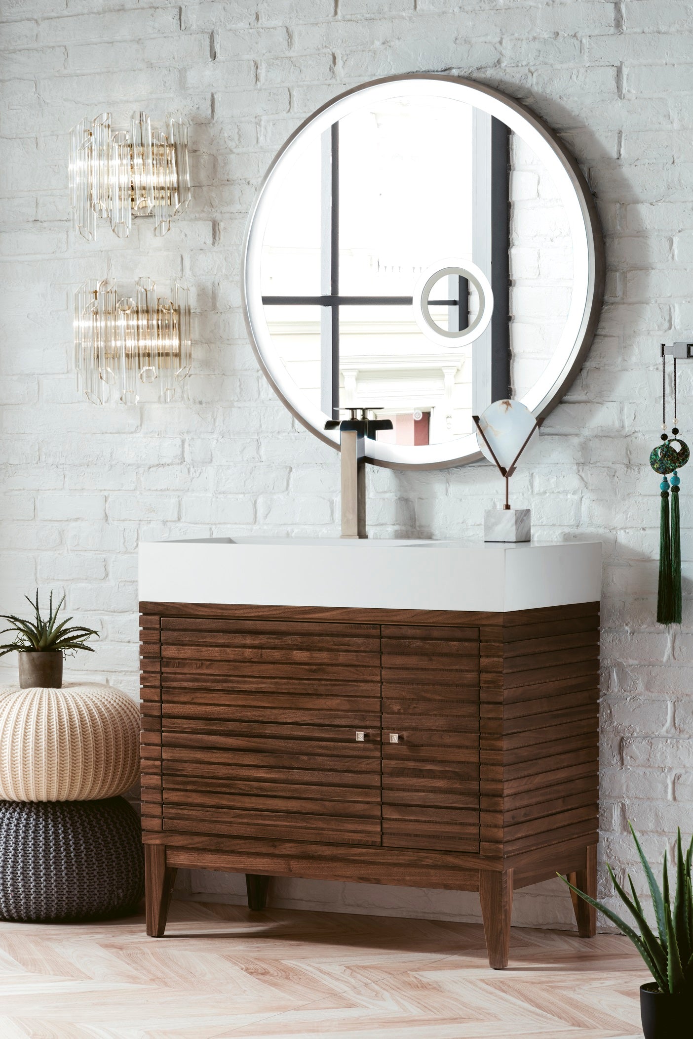James Martin Linear 36" Single Bathroom Vanity, Mid-Century Walnut, view 3