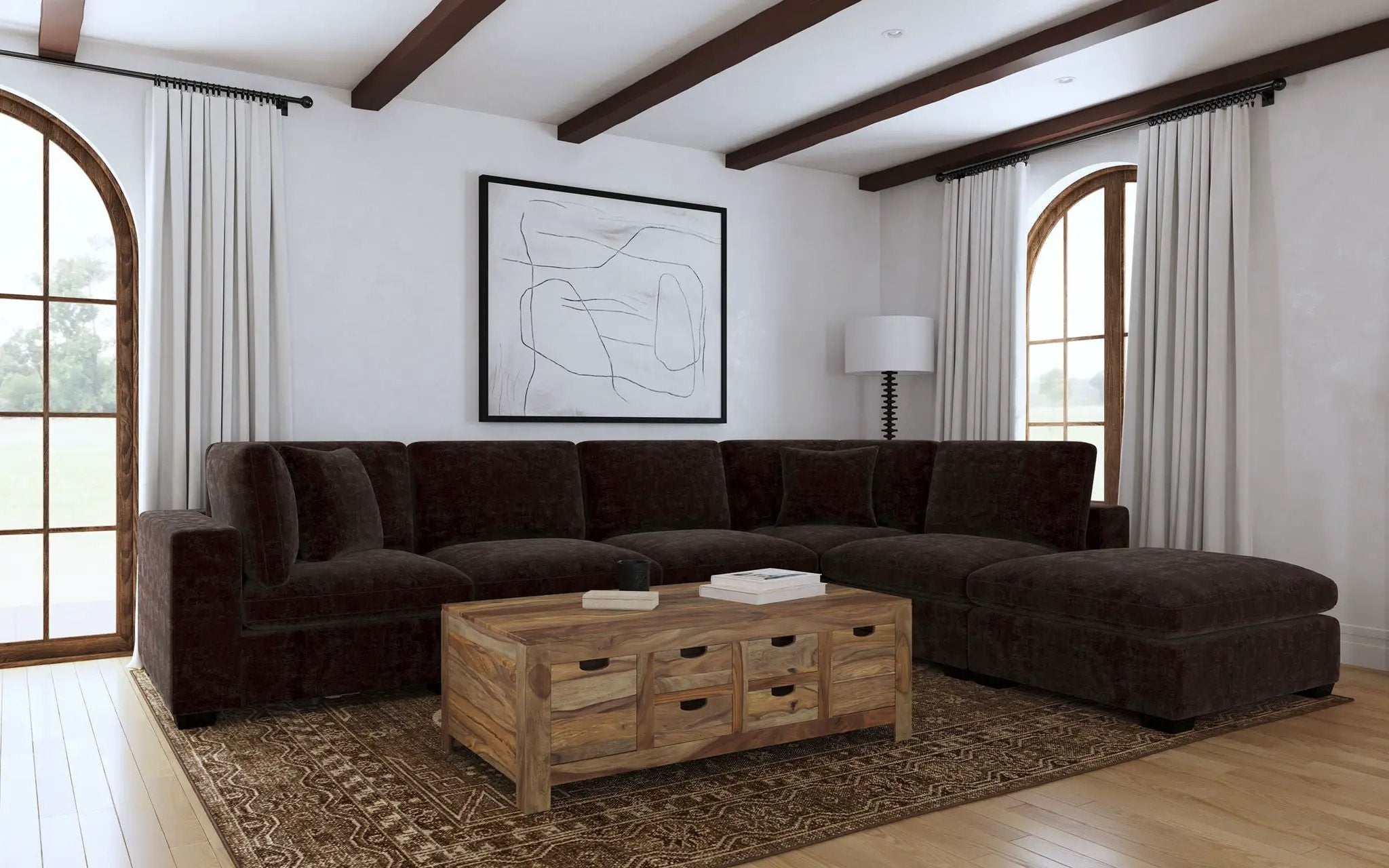 Lakeview Upholstered Armless Chair Dark Chocolate by Unique Piece Furniture