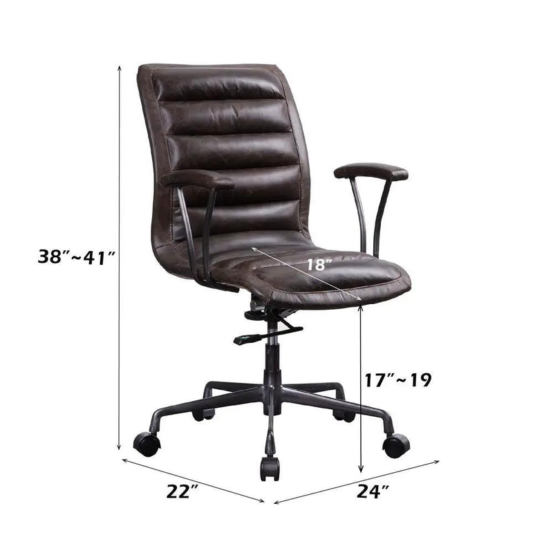 Zooey - Office Chair - Distress Chocolate Top Grain Leather by Unique Piece Furniture