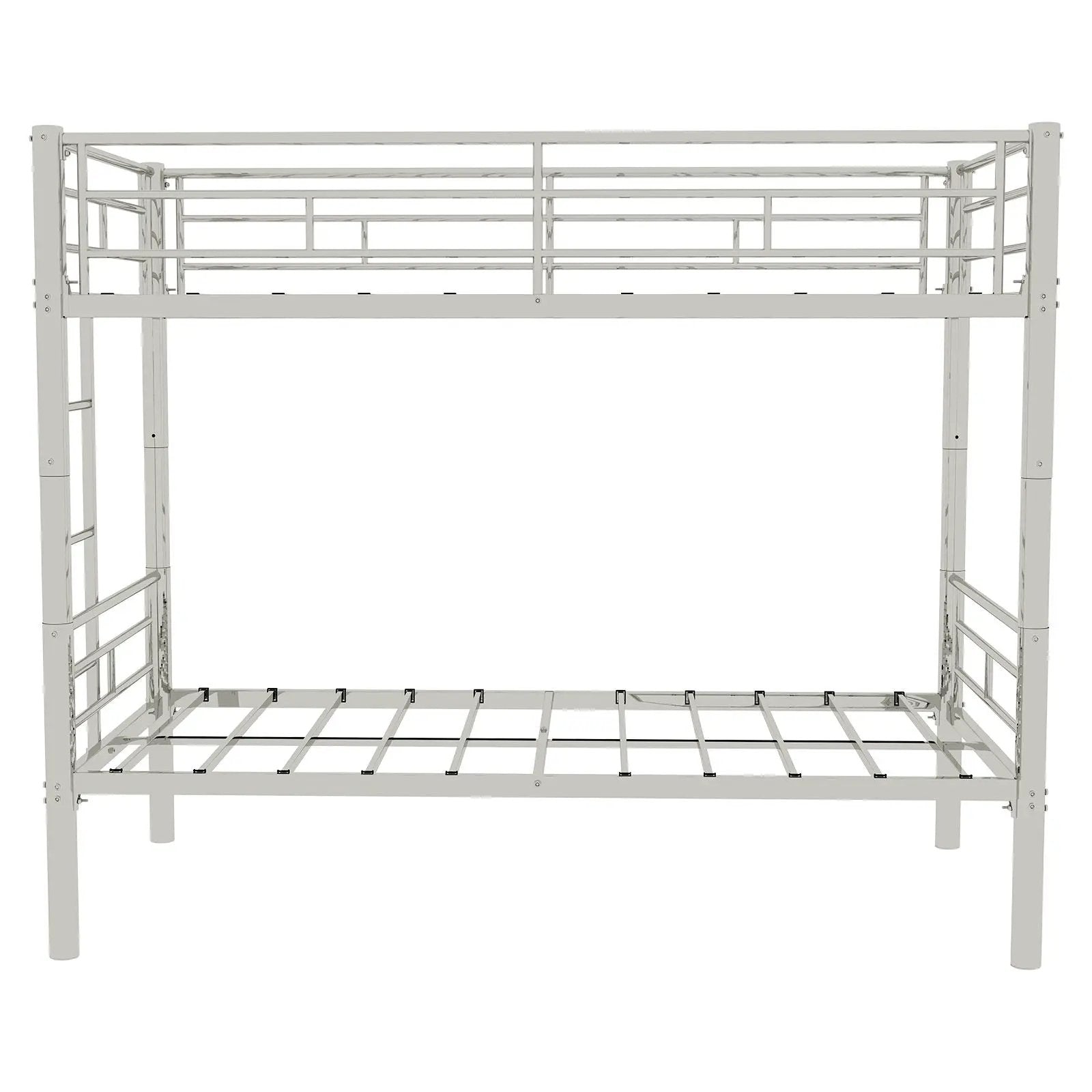 Metal Bunk Bed For Kids, Convertible Bedframe With Ladders & Guardrail by HouseOfZazla