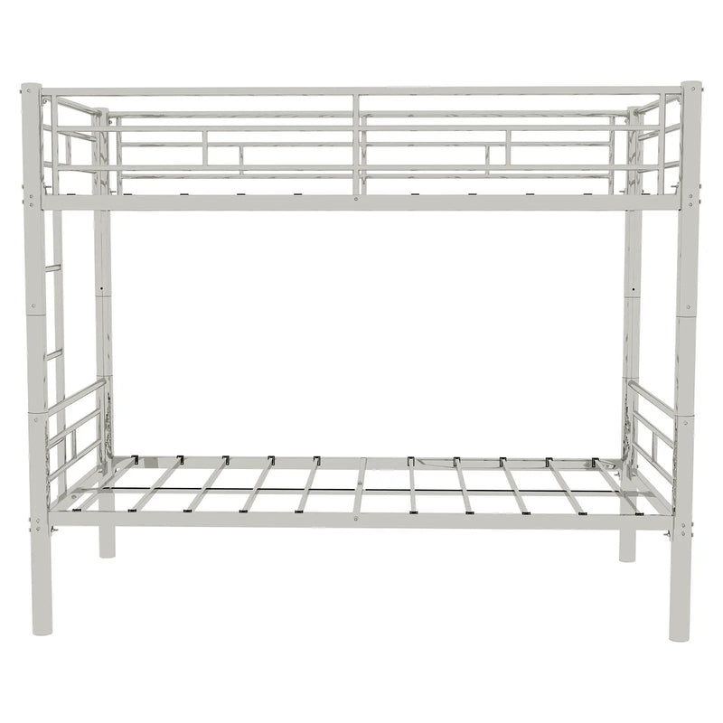 Metal Bunk Bed For Kids, Convertible Bedframe With Ladders & Guardrail by HouseOfZazla