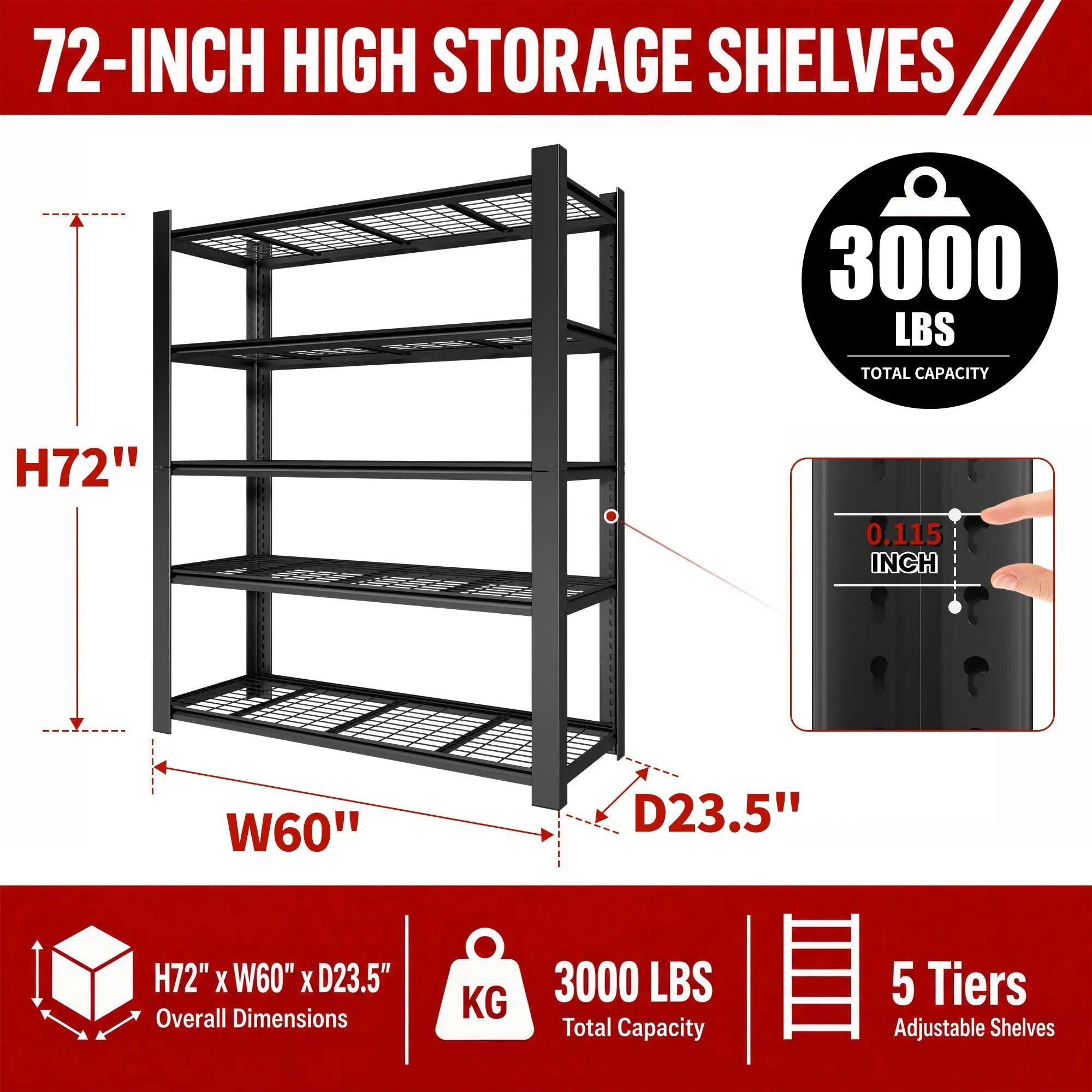 72"H 5-Tier Adjustable Heavy Duty Shelving Rack by HouseOfZazla