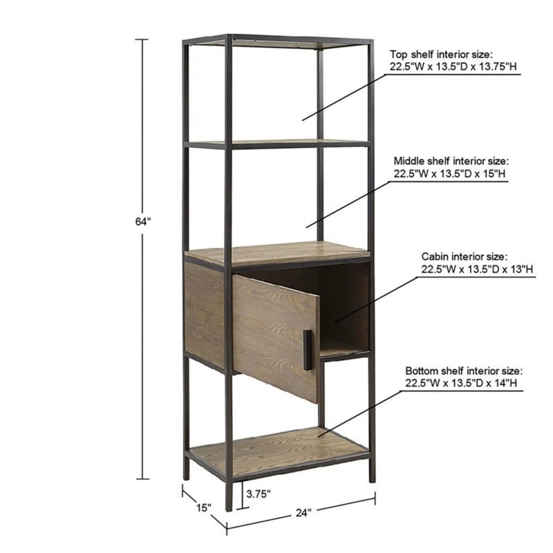 Darley - 3 Shelf Bookcase With Storage Cabinet - Gray by Unique Piece Furniture