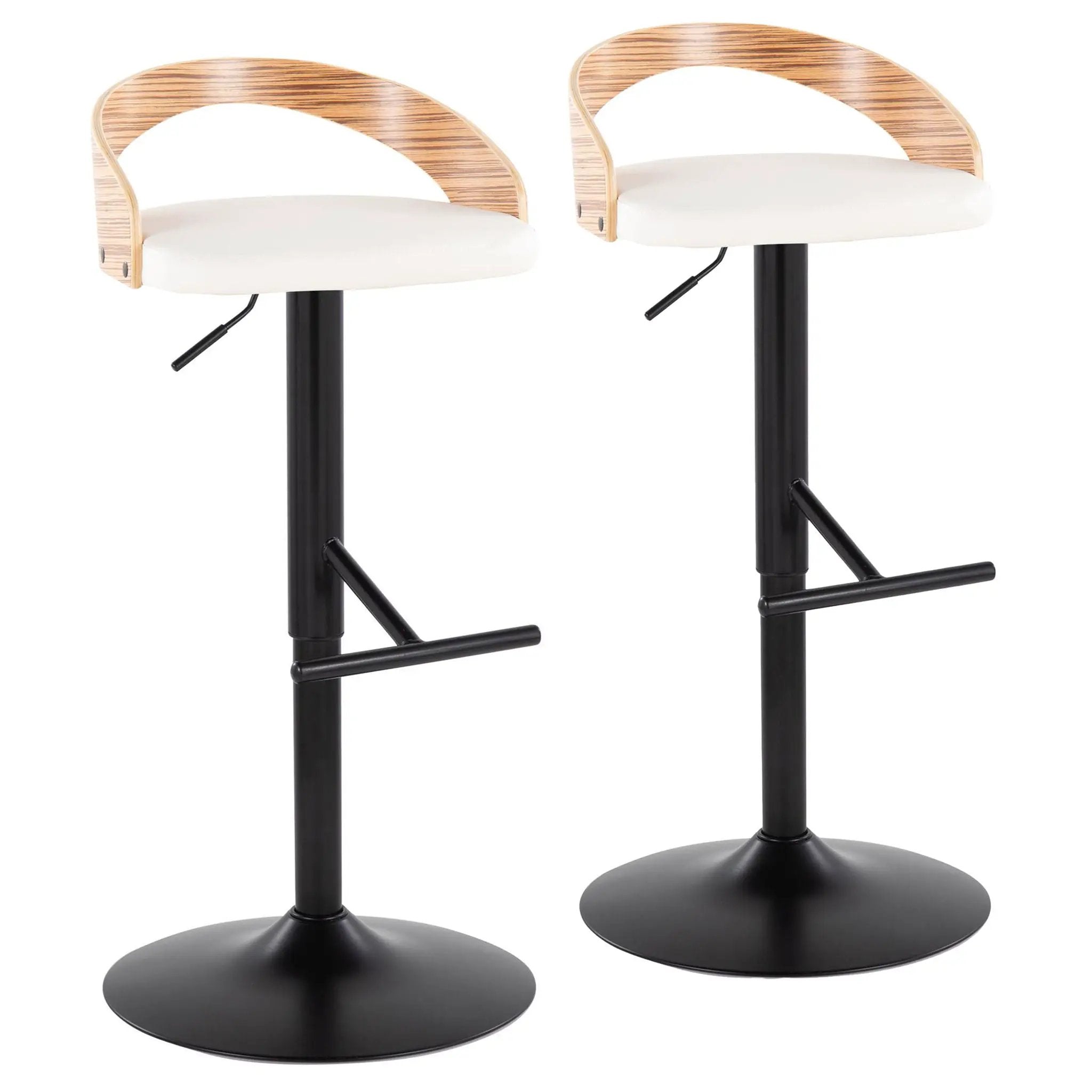 Grotto - Contemporary Adjustable Barstool With Swivel & Straight T Footrest (Set of 2) by Unique Piece Furniture