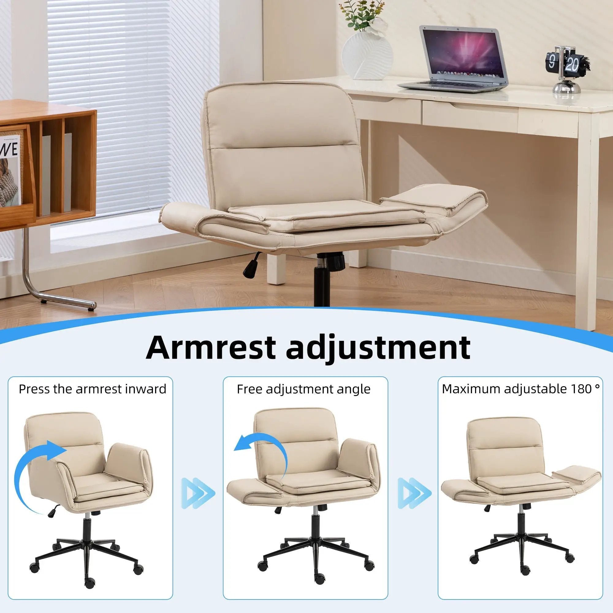 Criss Cross Swivel Desk Chair With Adjustable Armrests & Wheels For Home Office by HouseOfZazla
