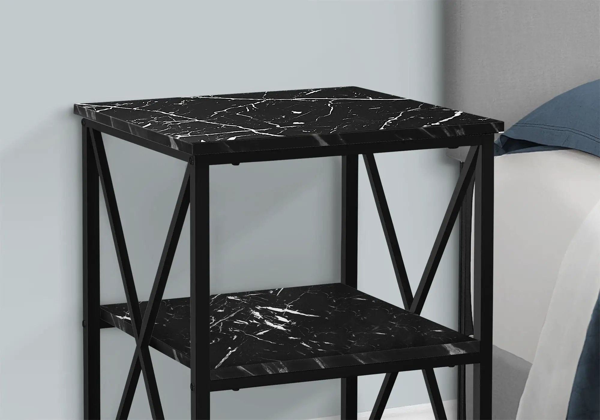 3 Tier Accent Table, Side Marble Look Contemporary & Modern by Unique Piece Furniture