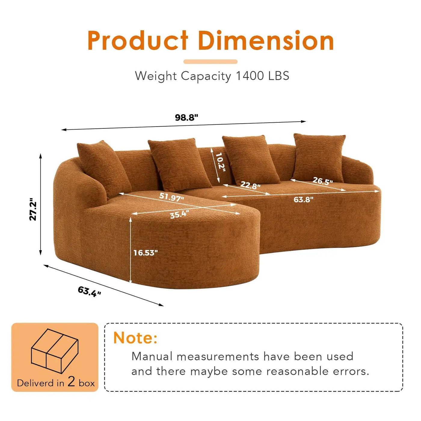 Combined Sofa With 4 Pillows by Unique Piece Furniture