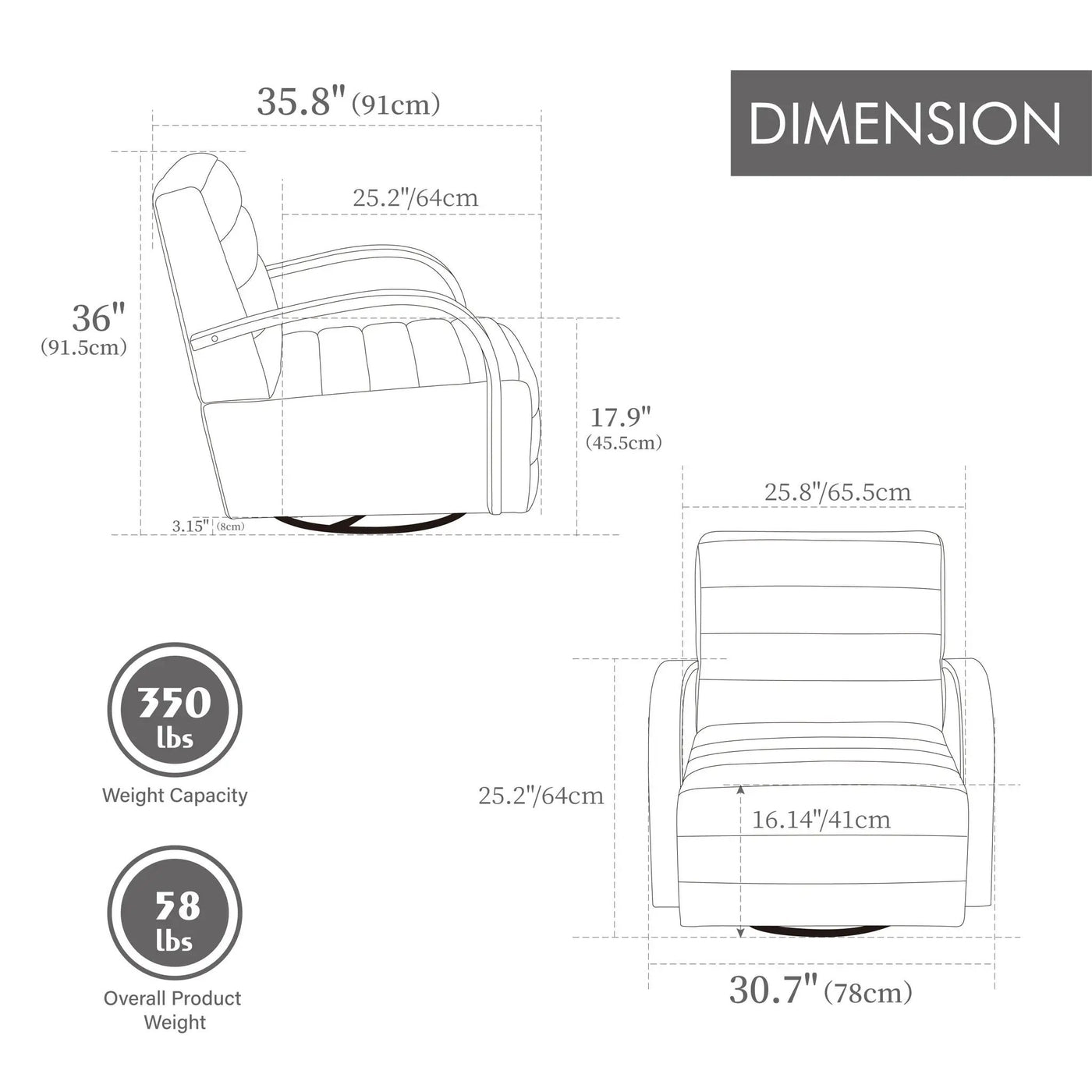360° Swivel Accent Chair With Armrests, Comfy Lounge by Unique Piece Furniture