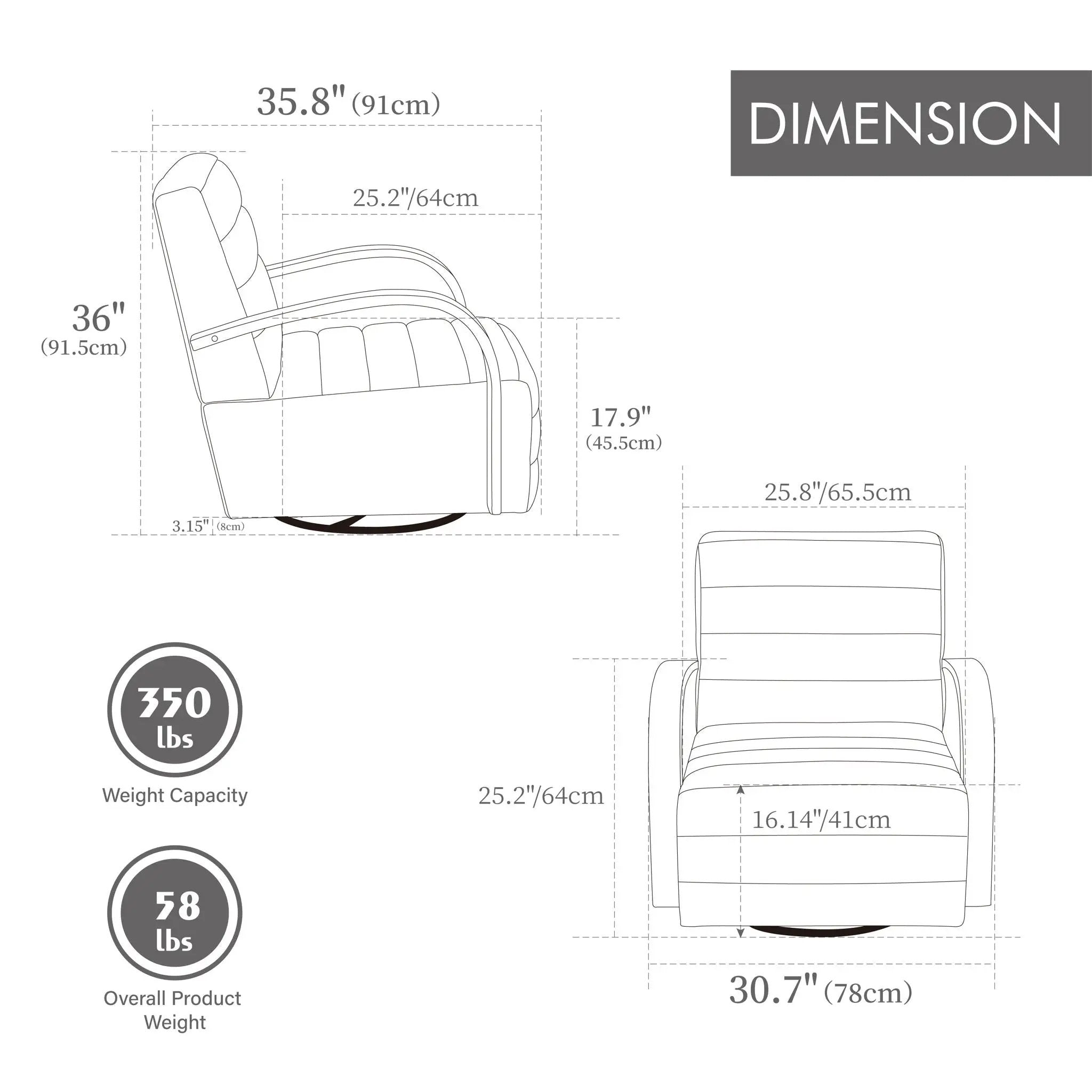 360° Swivel Accent Chair With Armrests, Comfy Lounge by Unique Piece Furniture