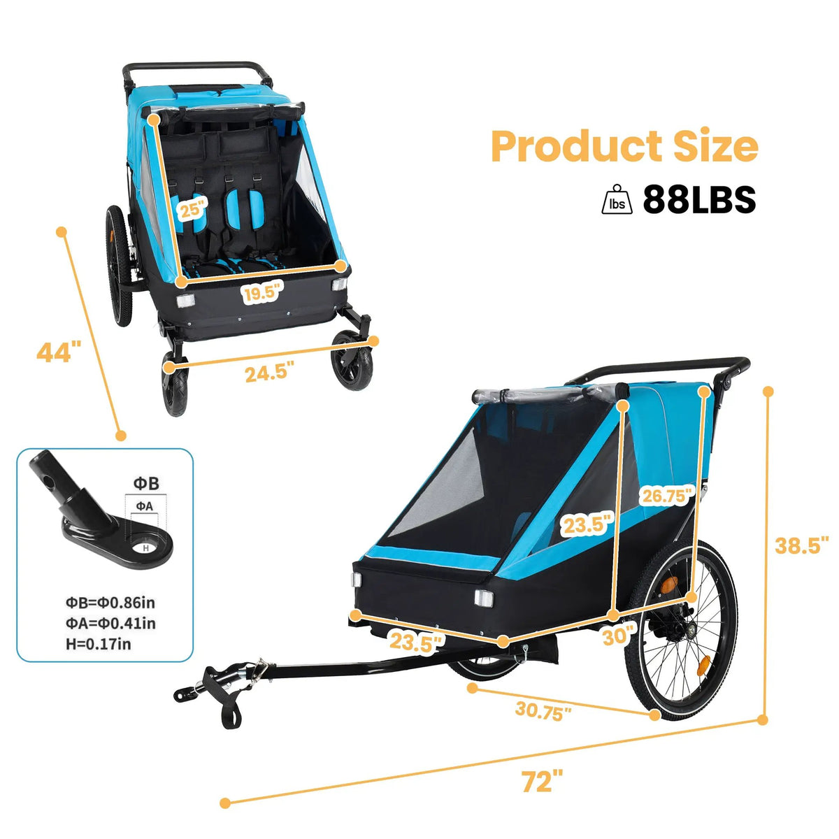 2 In 1 Kids Bike Trailer And Stroller by HouseOfZazla