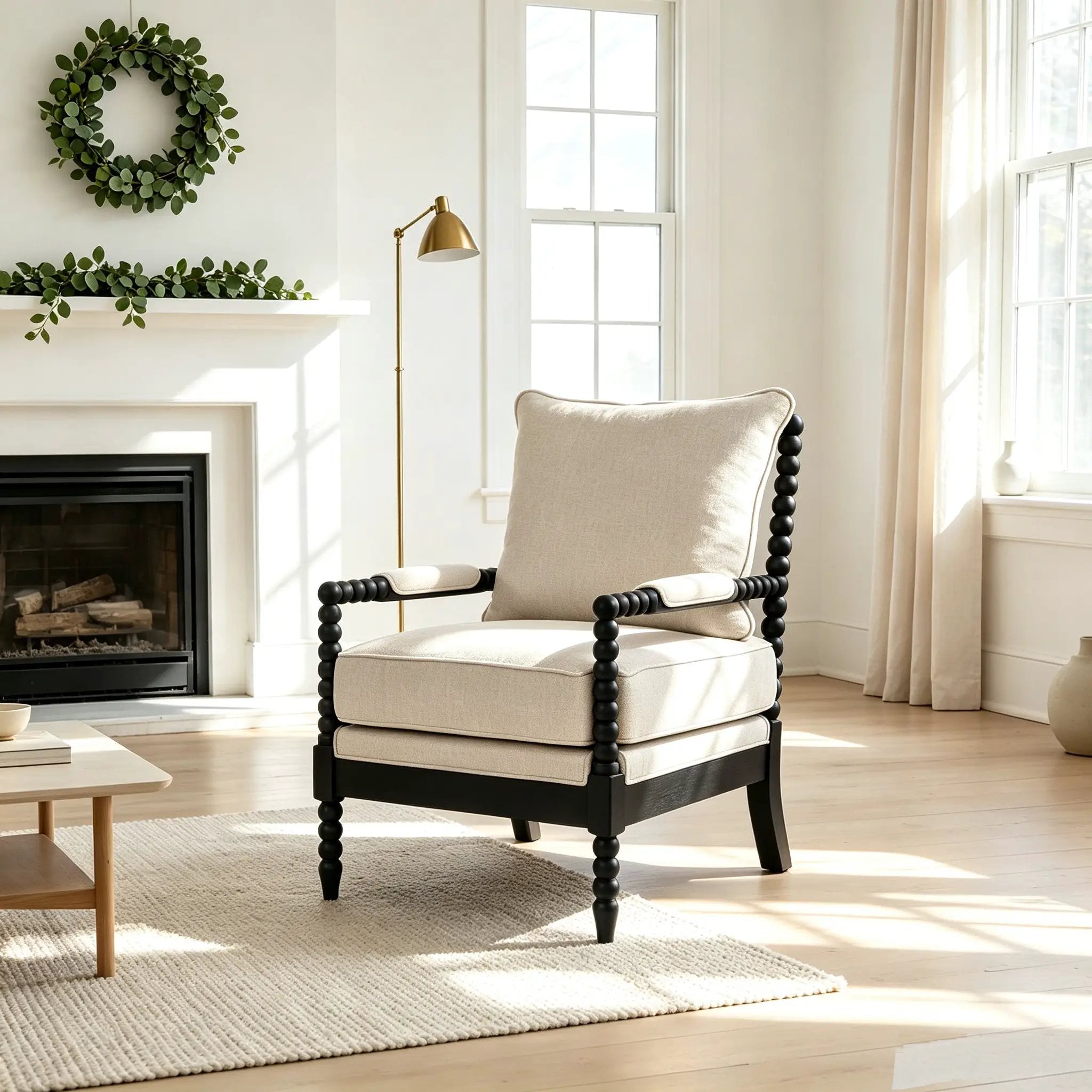 Rubber Wood Accent Chair - Upholstered Fabric Leisure Chair by HouseOfZazla
