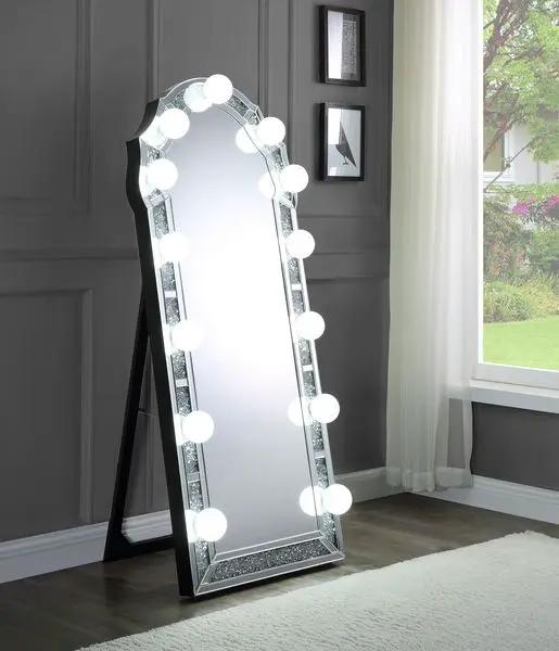 Noralie - 63" Accent Floor Mirror - Mirrored & Faux Diamonds by Unique Piece Furniture
